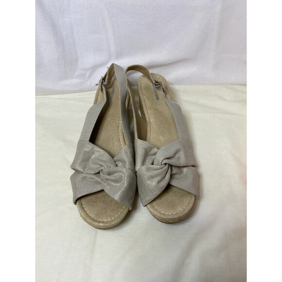 Lands End Women's Espadrille Slingback Wedge Sandals, Gray/Silver ~ Size 11 Wide - Picture 7 of 9